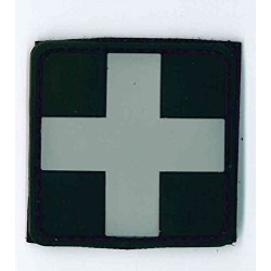 TOPPA PATCH 3D PVC "CROCE" CON VELCRO - GRIGIA SU SFONDO NERO - DIM. 5,0 x 5,0 cm