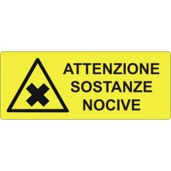 CARTELLONISTICA ADESIVA "ATTENZIONE SOSTANZE NOCIVE" 15x6 CM