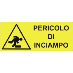 CARTELLONISTICA ADESIVA "PERICOLO DI INCIAMPO" 15x6 CM