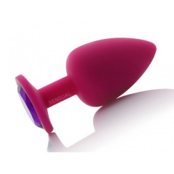 PLUG IN SILICONE ROSA CON PIETRA IN VARI COLORI - LUNGHEZZA 10 cm DIAMETRO  4,5 cm